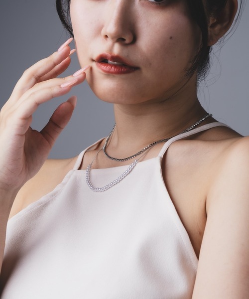 Os accessory（オズアクセサリー）の「Os　-オズ-　【金属アレルギー対応】パールダイヤレーンネックレス（ネックレス・レディース・ゴールド/シルバー・ONE SIZE）」の11枚目の写真