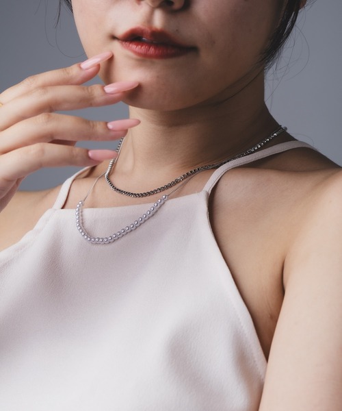 Os accessory（オズアクセサリー）の「Os　-オズ-　【金属アレルギー対応】パールダイヤレーンネックレス（ネックレス・レディース・ゴールド/シルバー・ONE SIZE）」の12枚目の写真