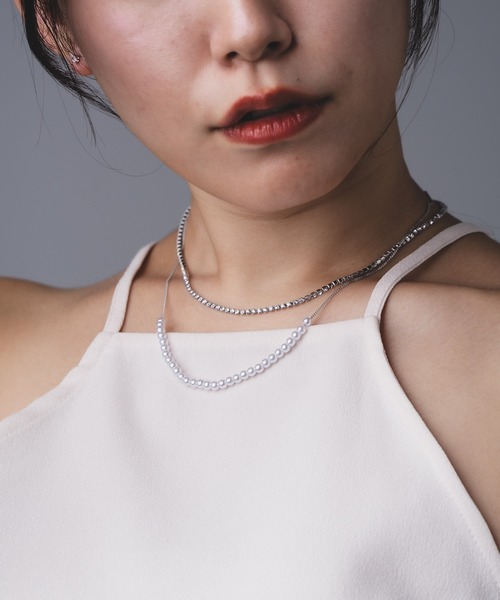 Os accessory（オズアクセサリー）の「Os　-オズ-　【金属アレルギー対応】パールダイヤレーンネックレス（ネックレス・レディース・ゴールド/シルバー・ONE SIZE）」の13枚目の写真