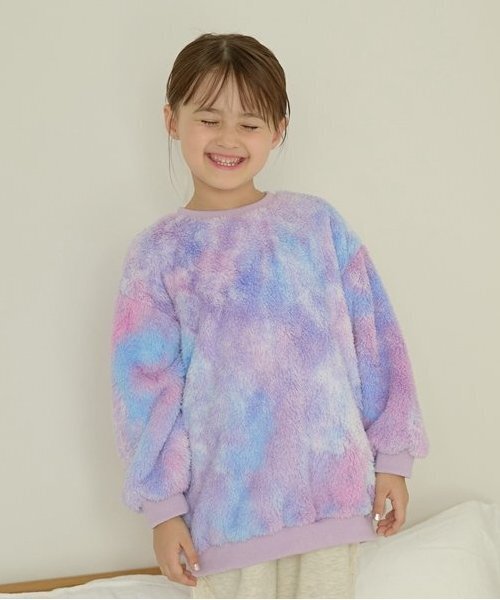 セール】【ふわふわボア】タイダイ染めチュニック丈トップス