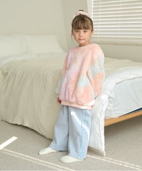 Lycee mine(リセマイン)の「【ふわふわボア】タイダイ染めチュニック丈トップス(スウェット・キッズ・オレンジ/クリーム/パープル・150cm/140cm/130cm/120cm/110cm/100cm)」の8枚目の写真