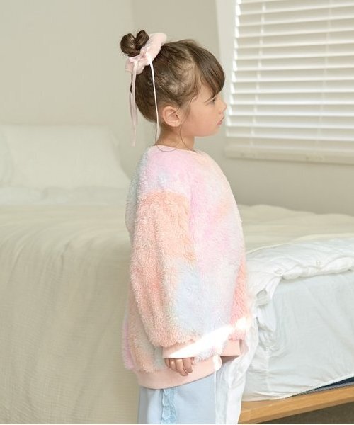 Lycee mine(リセマイン)の「【ふわふわボア】タイダイ染めチュニック丈トップス(スウェット・キッズ・オレンジ/クリーム/パープル・150cm/140cm/130cm/120cm/110cm/100cm)」の9枚目の写真