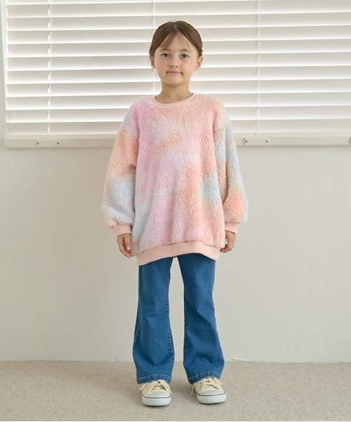 セール】【ふわふわボア】タイダイ染めチュニック丈トップス セール】【ふわふわボア】タイダイ染めチュニック丈トップス