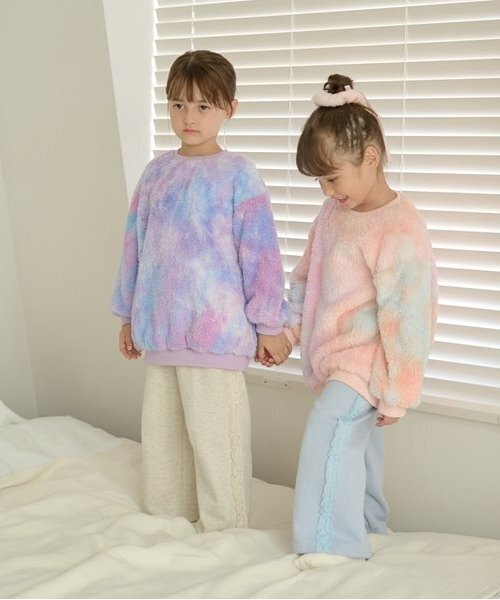 セール】【ふわふわボア】タイダイ染めチュニック丈トップス
