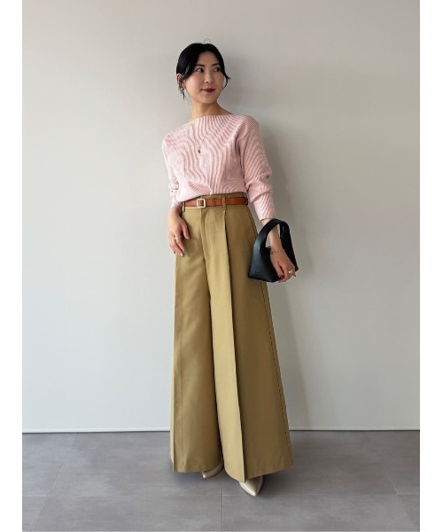 UR'S(ユアーズ)の「ボートネックドロップショルダーリブニット(ニット/セーター・レディース・ベージュ/ネイビー/ピンク/ブラック/クリーム/キャメル・L/S/M)」の21枚目の写真