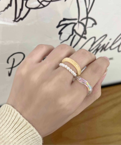 apres jour clair（アプレジュールクレア）の「【apres jour clair×ARIAZ】クリアリングセット（リング・レディース・ホワイト/イエロー系その他・FREE）」の2枚目の写真
