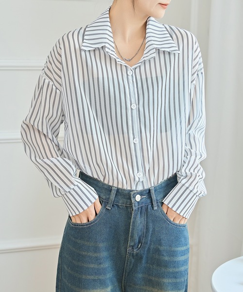 ブラウス シャツ 3WAYエアリーストライプシャツ レディース NOLLEY'S Sophi ブラウス シャツ 3WAYエアリーストライプシャツ