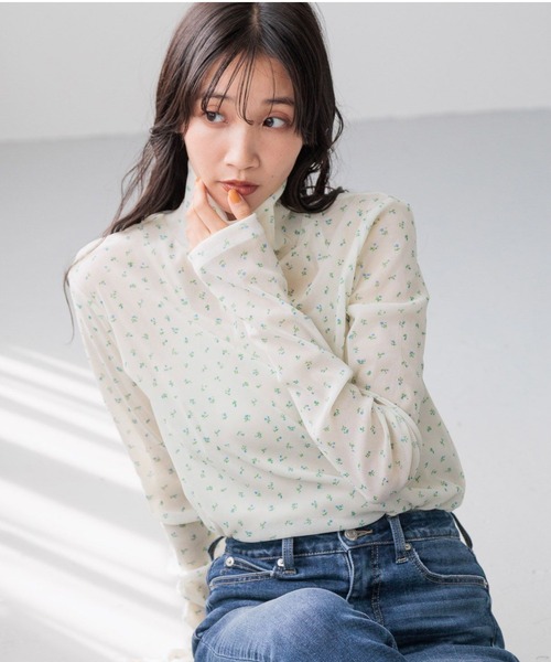 LOWRYS FARM（ローリーズファーム）の「フロッキーチュールハイネックＬＳ（Tシャツ/カットソー・レディース・ピンク/その他/ブラック/オフホワイト・FREE）」の4枚目の写真