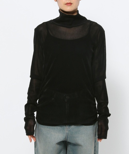 LOWRYS FARM（ローリーズファーム）の「フロッキーチュールハイネックＬＳ（Tシャツ/カットソー・レディース・ピンク/その他/ブラック/オフホワイト・FREE）」の8枚目の写真