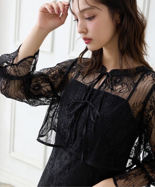 セール】【WEB限定】2Wayレースリボンブラウス＋キャミワンピース