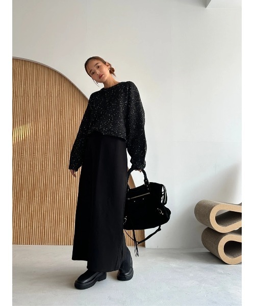 TRUNC(トランクエイティーエイト)の「Glitter Nep Cropped Pullover(ニット/セーター・レディース・ブラック/アイボリー・FREE)」の4枚目の写真