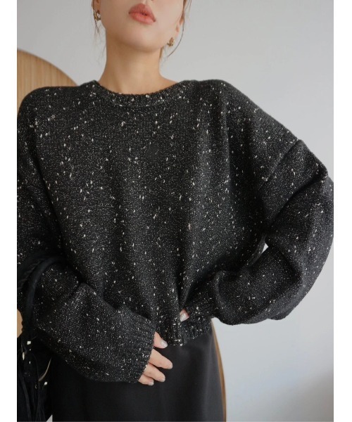 TRUNC(トランクエイティーエイト)の「Glitter Nep Cropped Pullover(ニット/セーター・レディース・ブラック/アイボリー・FREE)」の7枚目の写真