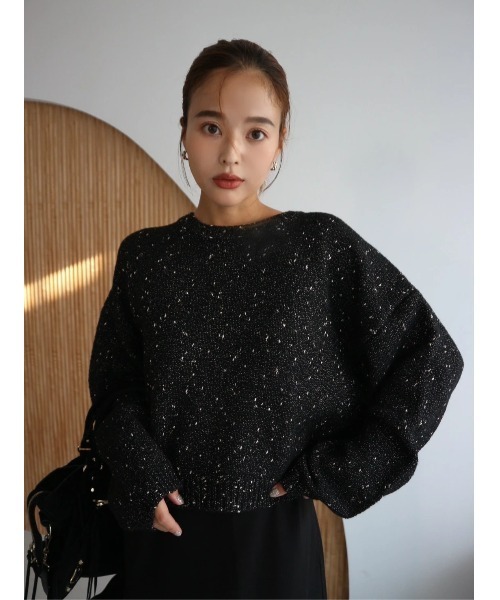 TRUNC(トランクエイティーエイト)の「Glitter Nep Cropped Pullover(ニット/セーター・レディース・ブラック/アイボリー・FREE)」の3枚目の写真