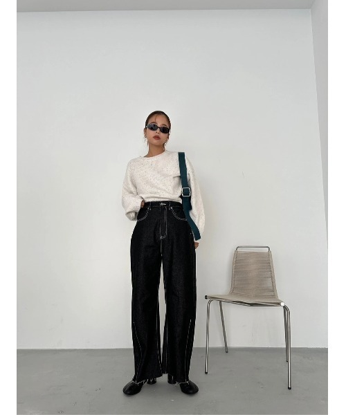 TRUNC(トランクエイティーエイト)の「Glitter Nep Cropped Pullover(ニット/セーター・レディース・ブラック/アイボリー・FREE)」の13枚目の写真