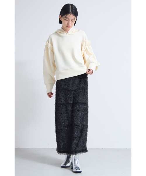 &. NOSTALGIA（アンドドットノスタルジア）の「パールフリルボンディングパーカー（パーカー・レディース・アイボリー/ブラック・M）」の12枚目の写真