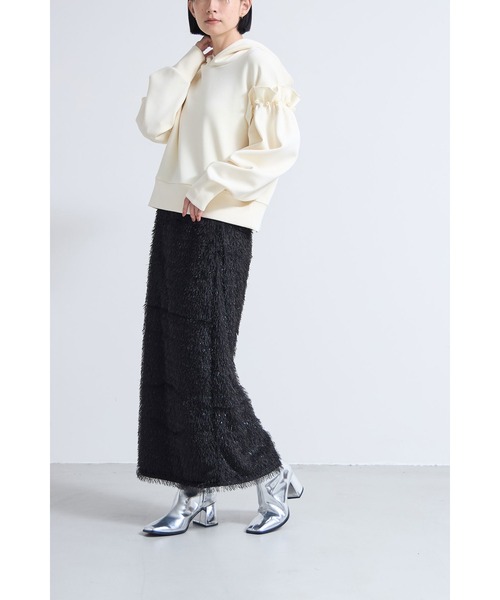 &. NOSTALGIA（アンドドットノスタルジア）の「パールフリルボンディングパーカー（パーカー・レディース・アイボリー/ブラック・M）」の13枚目の写真