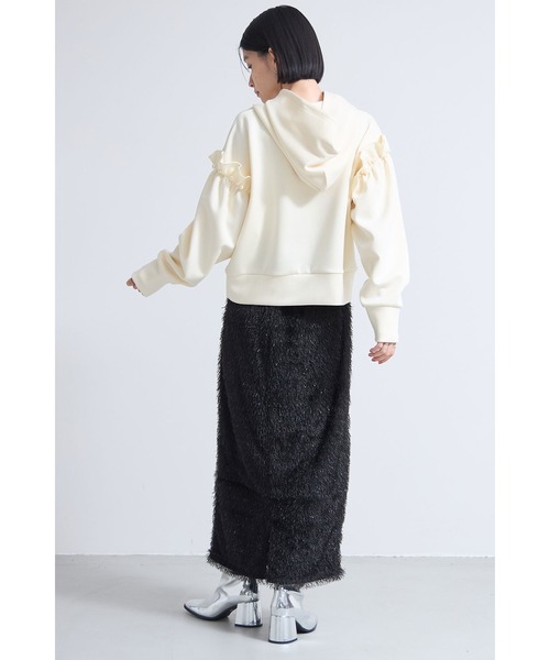 &. NOSTALGIA（アンドドットノスタルジア）の「パールフリルボンディングパーカー（パーカー・レディース・アイボリー/ブラック・M）」の15枚目の写真