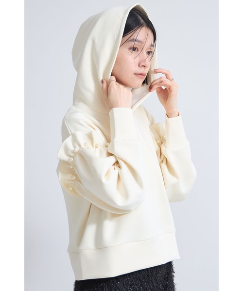 &. NOSTALGIA（アンドドットノスタルジア）の「パールフリルボンディングパーカー（パーカー・レディース・アイボリー/ブラック・M）」の19枚目の写真