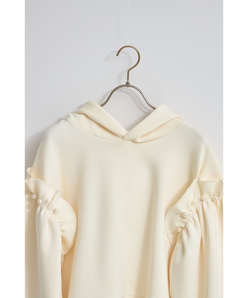 &. NOSTALGIA（アンドドットノスタルジア）の「パールフリルボンディングパーカー（パーカー・レディース・アイボリー/ブラック・M）」の21枚目の写真