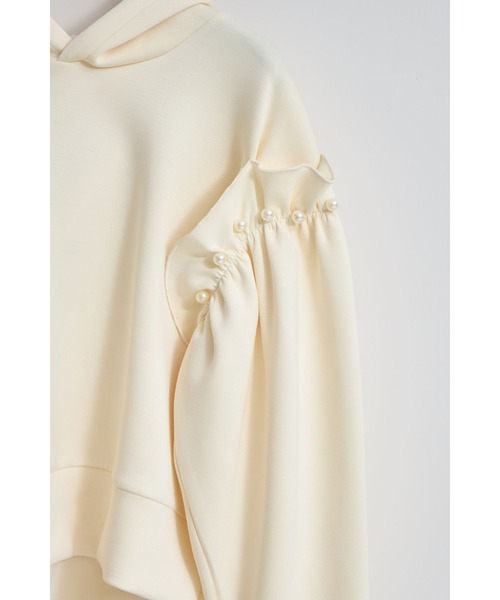 &. NOSTALGIA（アンドドットノスタルジア）の「パールフリルボンディングパーカー（パーカー・レディース・アイボリー/ブラック・M）」の22枚目の写真