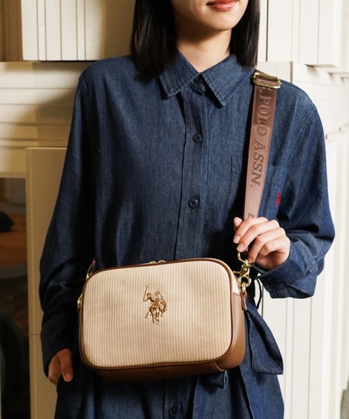 U.S. Polo Assn. コーデュロイショルダーバッグ U.S. POLO ASSN.】 ユーエスポロアッスン コーデュロイ クロス