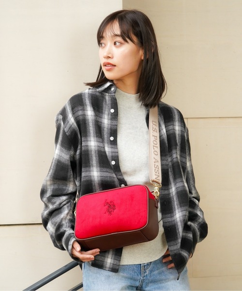 U.S. Polo Assn. コーデュロイショルダーバッグ U.S. POLO ASSN.】 ユーエスポロアッスン コーデュロイ クロス