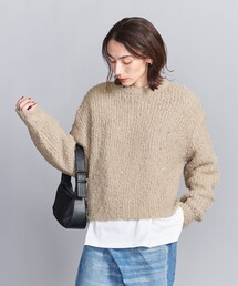 BEAUTY&YOUTH UNITED ARROWS | 【WEB限定】ビジュー×フェザーヤーン クルーネックニット(ニット/セーター)