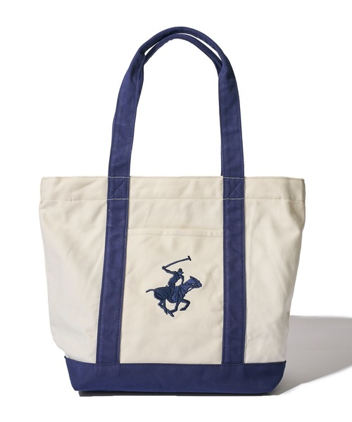 BEVERLY HILLS POLO CLUB(ビバリーヒルズポロクラブ)の「【BEVERLY HILLS POLO CLUB / ビバリーヒルズポロクラブ】16ozキャンバスロゴ刺繍トートバッグ(トートバッグ・レディース・ホワイト系1/ネイビー/ホワイト系3/ホワイト系4/ブラック/ホワイト系5/ホワイト系2・FREE)」の12枚目の写真