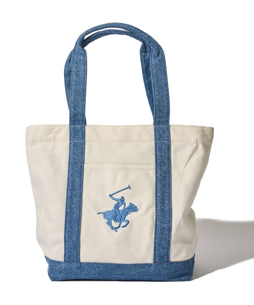 BEVERLY HILLS POLO CLUB(ビバリーヒルズポロクラブ)の「【BEVERLY HILLS POLO CLUB / ビバリーヒルズポロクラブ】16ozキャンバスロゴ刺繍トートバッグ(トートバッグ・レディース・ホワイト系1/ネイビー/ホワイト系3/ホワイト系4/ブラック/ホワイト系5/ホワイト系2・FREE)」の21枚目の写真
