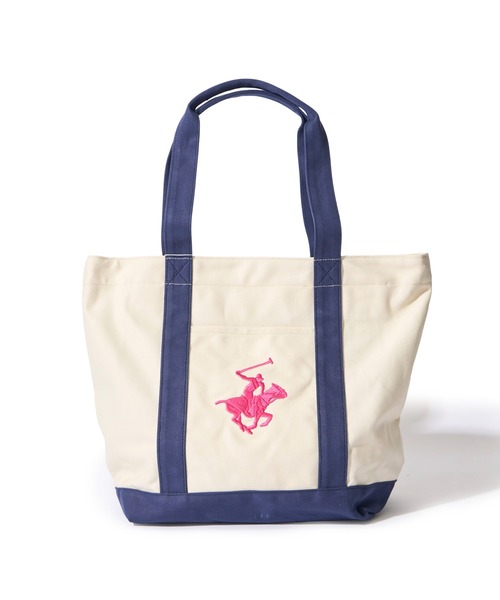 BEVERLY HILLS POLO CLUB(ビバリーヒルズポロクラブ)の「【BEVERLY HILLS POLO CLUB / ビバリーヒルズポロクラブ】16ozキャンバスロゴ刺繍トートバッグ(トートバッグ・レディース・ホワイト系1/ネイビー/ホワイト系3/ホワイト系4/ブラック/ホワイト系5/ホワイト系2・FREE)」の22枚目の写真