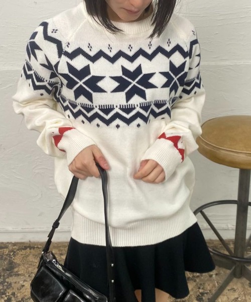 mebole(メボレ)の「ノルディックセーター(ニット/セーター・レディース・グレー/アイボリー・FREE)」の6枚目の写真