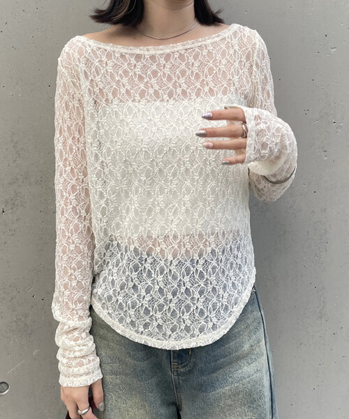 mline（エムライン）の「[mline]シンプルレースインナー（Tシャツ/カットソー・レディース・ブラック/アイボリー・FREE）」の13枚目の写真