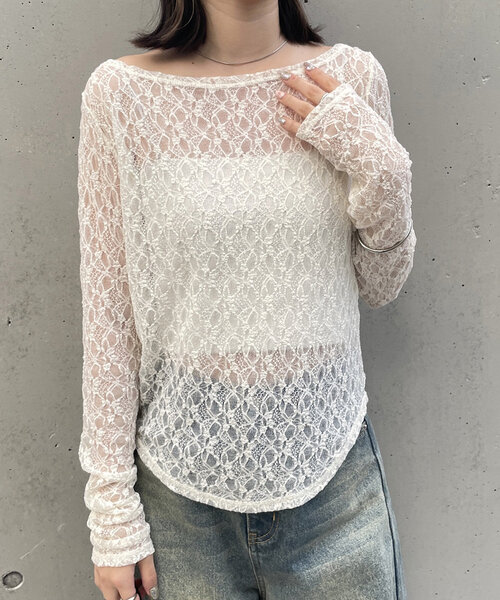 mline（エムライン）の「[mline]シンプルレースインナー（Tシャツ/カットソー・レディース・ブラック/アイボリー・FREE）」の14枚目の写真