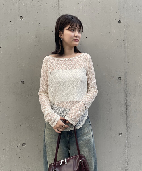 mline（エムライン）の「[mline]シンプルレースインナー（Tシャツ/カットソー・レディース・ブラック/アイボリー・FREE）」の10枚目の写真