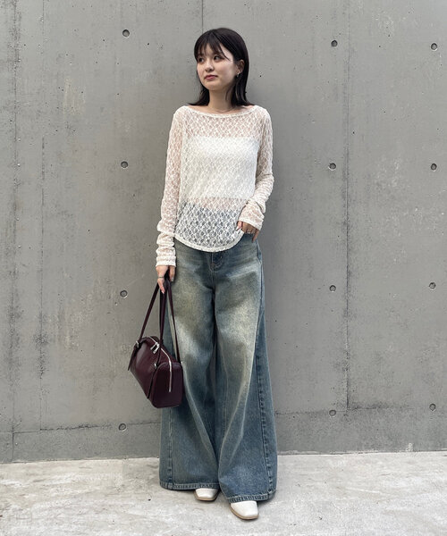 mline（エムライン）の「[mline]シンプルレースインナー（Tシャツ/カットソー・レディース・ブラック/アイボリー・FREE）」の11枚目の写真