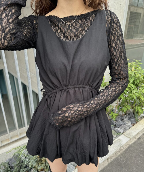 mline（エムライン）の「[mline]シンプルレースインナー（Tシャツ/カットソー・レディース・ブラック/アイボリー・FREE）」の5枚目の写真