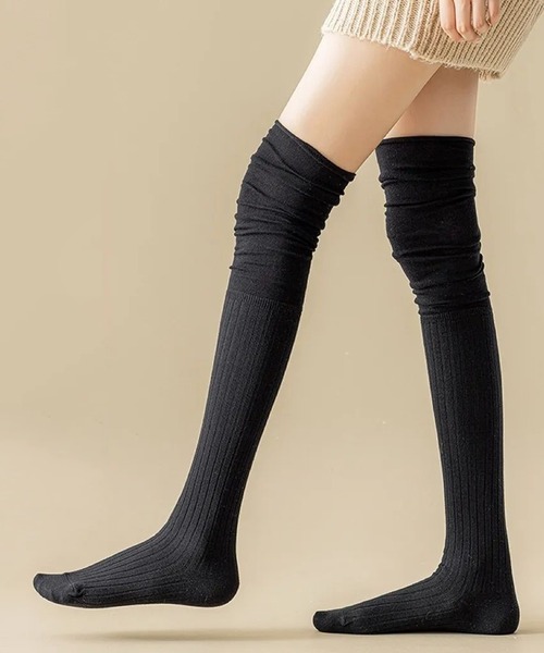 SHEPP（シープ）の「リブ切り替えニーハイソックス（ソックス/靴下・レディース・ホワイト/オフホワイト/グレー/ベージュ/ブラック・F）」の11枚目の写真