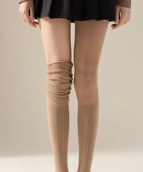 SHEPP（シープ）の「リブ切り替えニーハイソックス（ソックス/靴下・レディース・ホワイト/オフホワイト/グレー/ベージュ/ブラック・F）」の22枚目の写真