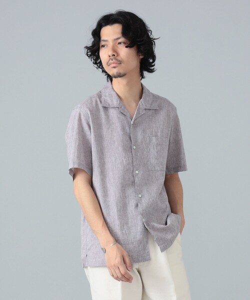 BRILLA per il gusto（ブリッラペルイルグースト）の「リネンコットン オープンカラー ショートスリーブシャツ（シャツ/ブラウス・メンズ・ブラック/ブラウン系その他5/ホワイト/インディゴブルー・S/L/XL/M）」の7枚目の写真