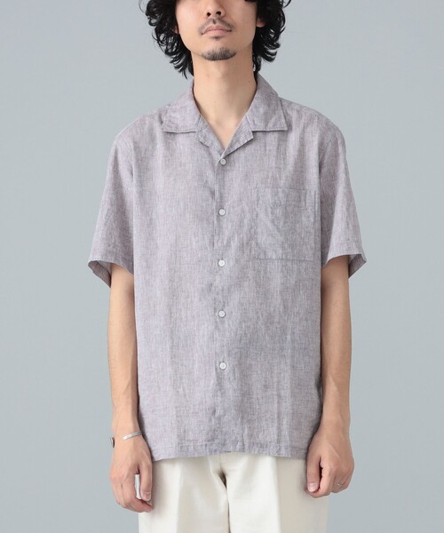 BRILLA per il gusto（ブリッラペルイルグースト）の「リネンコットン オープンカラー ショートスリーブシャツ（シャツ/ブラウス・メンズ・ブラック/ブラウン系その他5/ホワイト/インディゴブルー・S/L/XL/M）」の8枚目の写真