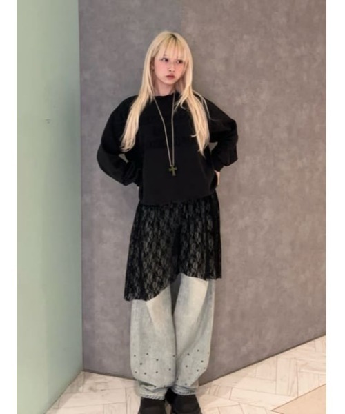 LAGUA GEM（ラグアジェム）の「FLOR LACE ペチコート（スカート・レディース・ホワイト/ブラック・FREE）」の21枚目の写真