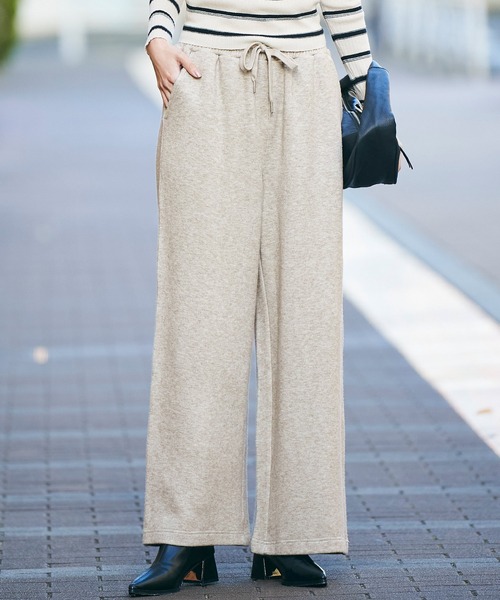 coca(coca)(コカ)の「【WEB限定セール】ニットライクワイドパンツ(その他パンツ・レディース・ベージュ/グレー・L/M)」の2枚目の写真
