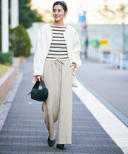 coca(coca)(コカ)の「【WEB限定セール】ニットライクワイドパンツ(その他パンツ・レディース・ベージュ/グレー・L/M)」の4枚目の写真