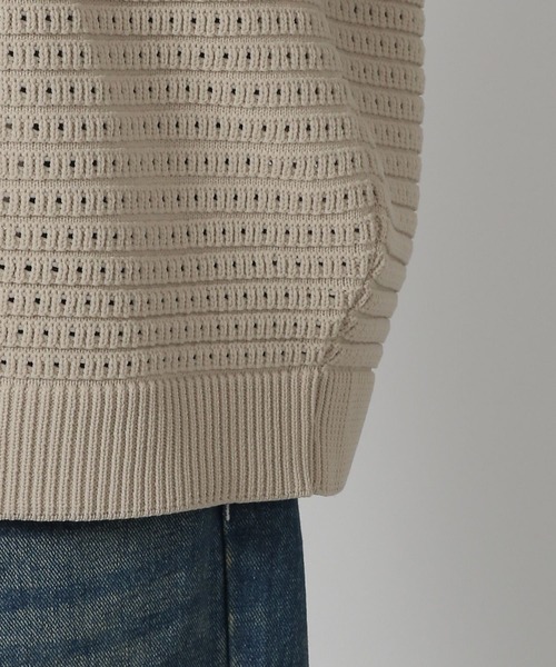 LAKOLE（ラコレ）の「透かし編みポロニット / 284368（ニット/セーター・メンズ・チャコールグレー/アイボリー/グリーン・MEDIUM/LARGE）」の9枚目の写真