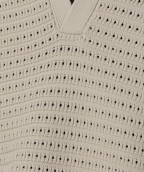 LAKOLE（ラコレ）の「透かし編みポロニット / 284368（ニット/セーター・メンズ・チャコールグレー/アイボリー/グリーン・MEDIUM/LARGE）」の11枚目の写真