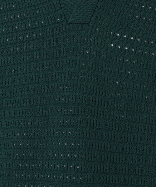 LAKOLE（ラコレ）の「透かし編みポロニット / 284368（ニット/セーター・メンズ・チャコールグレー/アイボリー/グリーン・MEDIUM/LARGE）」の5枚目の写真