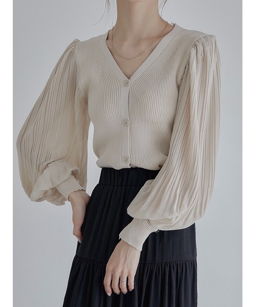プリーツスリーブカーディガン（シャツ/ブラウス）｜amel（エイメル） 6,557円