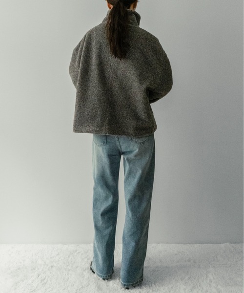on:nue（オンニュ）の「【on:nue】ハイネックブックルショートジャケット（ピーコート・レディース・ブラウン/グレー・FREE）」の15枚目の写真