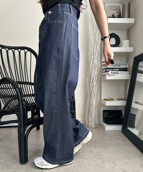 deux amour(ドゥーザムール)の「カシュクールウエストデニムパンツ(Tシャツ/カットソー・レディース・インディゴブルー/ネイビー・FREE)」の5枚目の写真