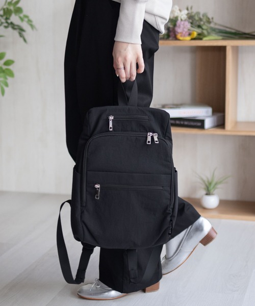 HusHusH（ハッシュアッシュ）の「【新色追加】HusHusH ハッシュアッシュ 人間工学 ナイロンリュック（バックパック/リュック・レディース・グレー/ブラック・フリー）」の7枚目の写真